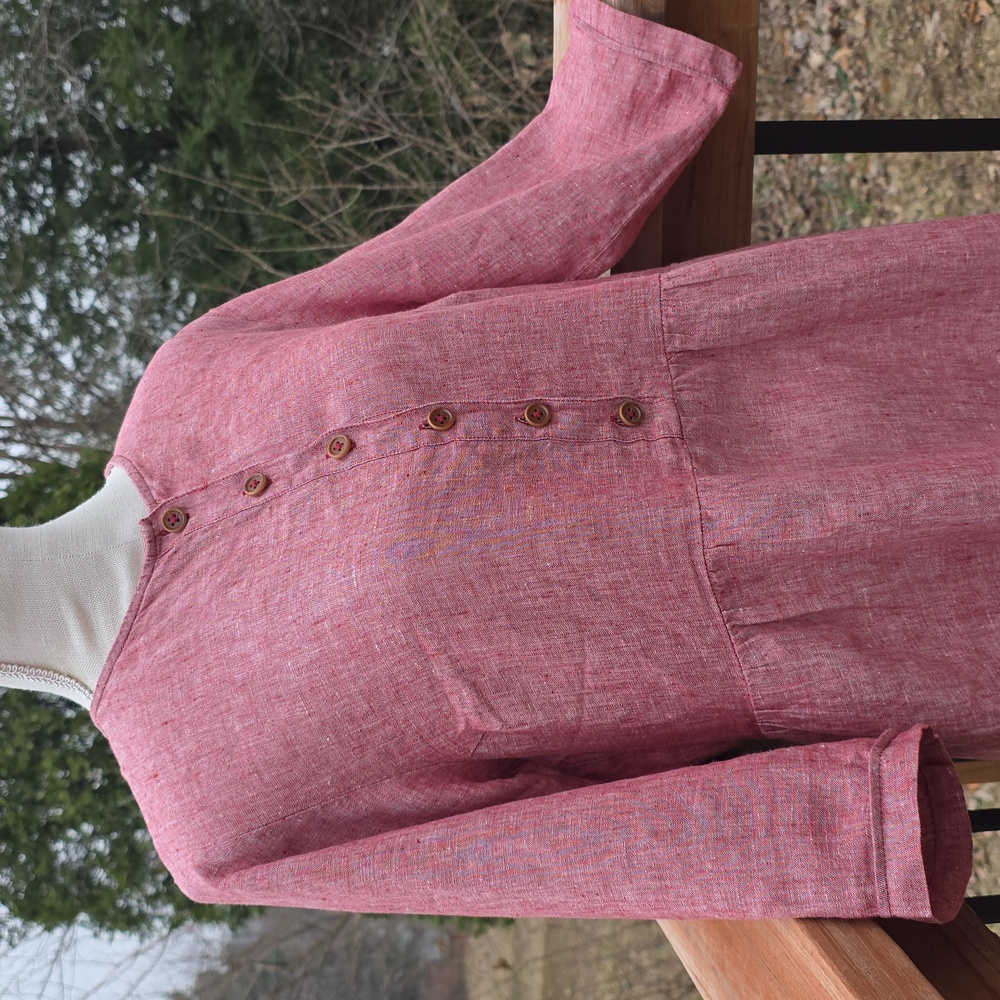 Pyne & Smith Model No.36 Knee Length Linen Dress in Poppy Chambray, Size LARGE - Picture 2 of 8